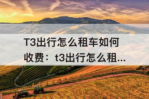 T3出行怎么租车如何收费：t3出行怎么租车如何收费南昌