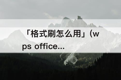 「格式刷怎么用」(wps office 手机版格式刷怎么用)