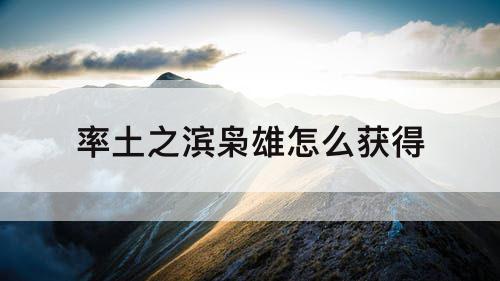率土之滨枭雄怎么获得