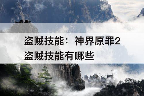 盗贼技能：神界原罪2盗贼技能有哪些