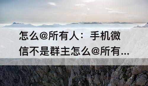 怎么@所有人：手机微信不是群主怎么@所有人