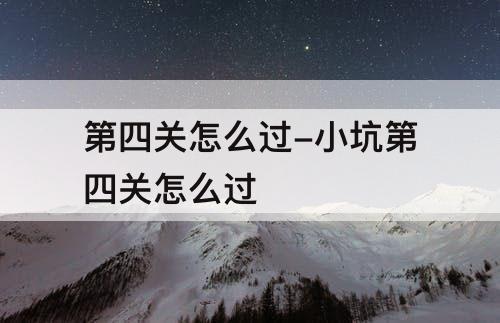 第四关怎么过-小坑第四关怎么过