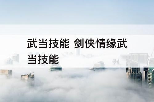 武当技能 剑侠情缘武当技能