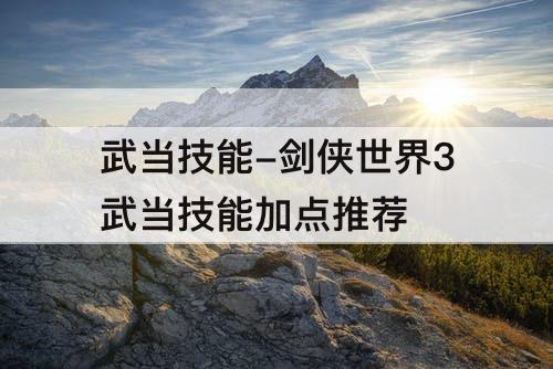 武当技能-剑侠世界3武当技能加点推荐