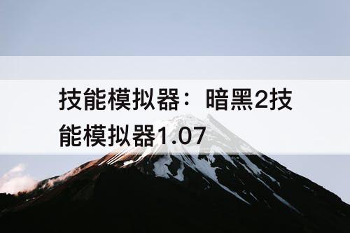 技能模拟器：暗黑2技能模拟器1.07