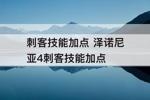 刺客技能加点 泽诺尼亚4刺客技能加点