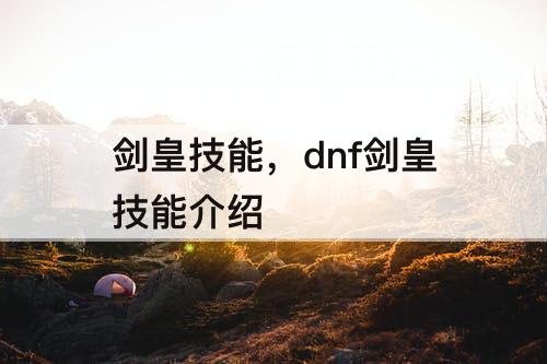 剑皇技能，dnf剑皇技能介绍