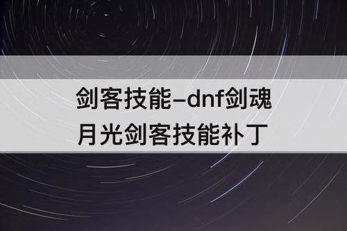 剑客技能-dnf剑魂月光剑客技能补丁