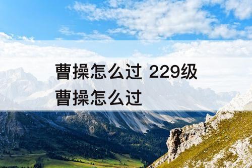 曹操怎么过 229级曹操怎么过