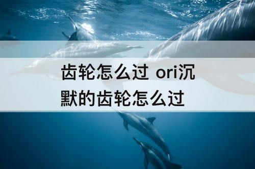 齿轮怎么过 ori沉默的齿轮怎么过