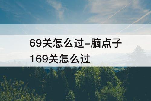 69关怎么过-脑点子169关怎么过