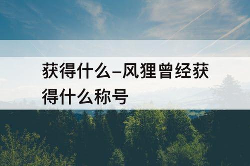 获得什么-风狸曾经获得什么称号