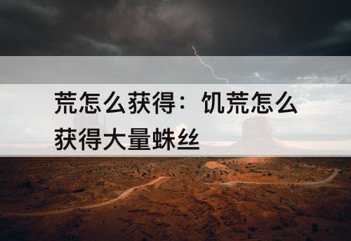 荒怎么获得：饥荒怎么获得大量蛛丝