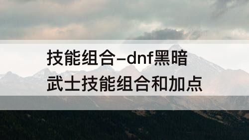 技能组合-dnf黑暗武士技能组合和加点