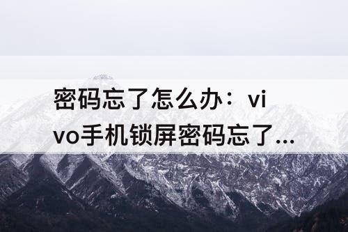 密码忘了怎么办：vivo手机锁屏密码忘了怎么办