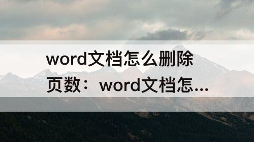 word文档怎么删除页数：word文档怎么删除页数美元