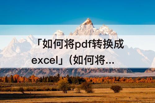 「如何将pdf转换成excel」(如何将PDF转换成excel表格)